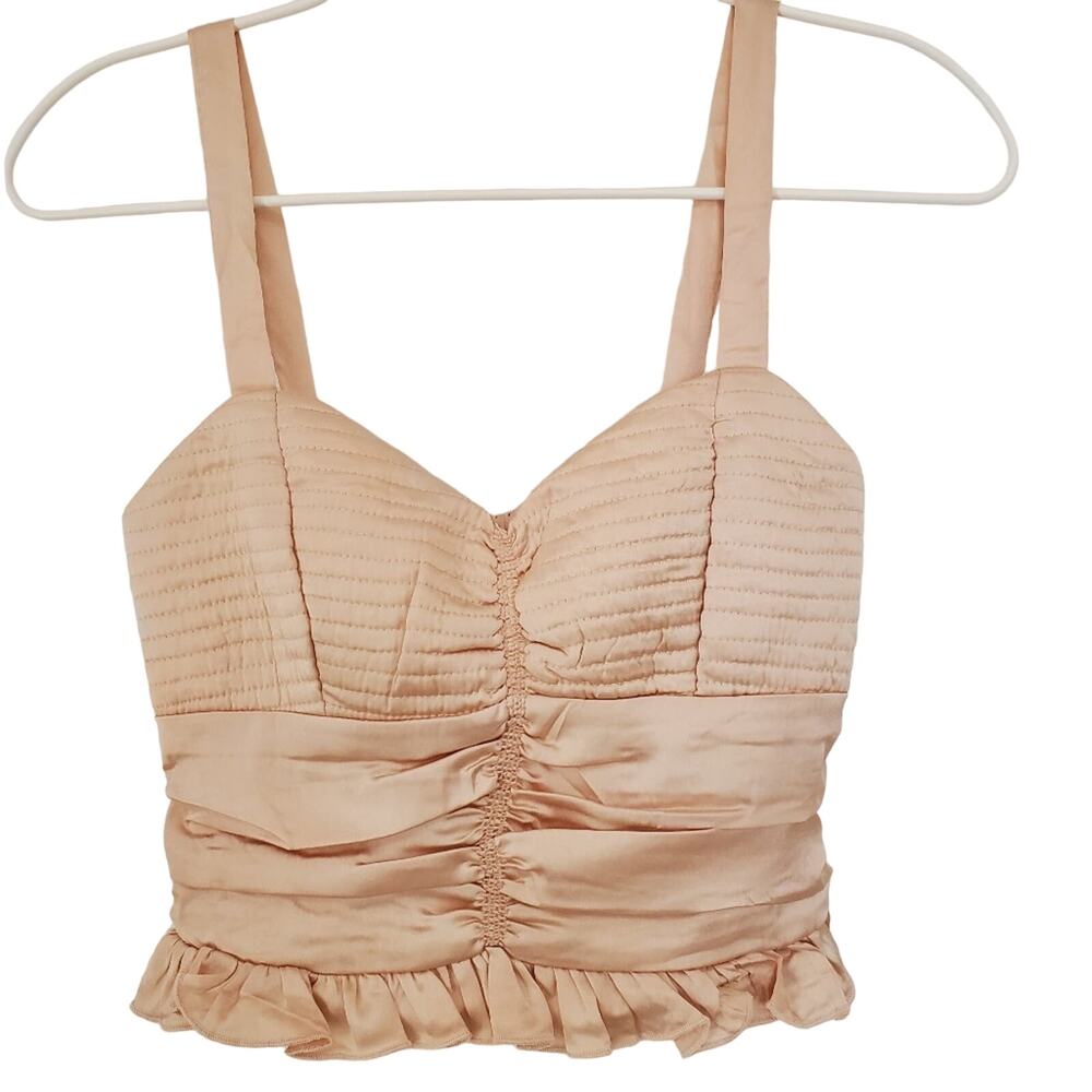 BOG Collective Pink Satin Ruched Crop Top Size S